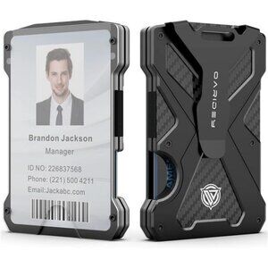 Men's Ultra-Thin Aluminum Wallet with RFID Blocking, Black, 15 Card Slots